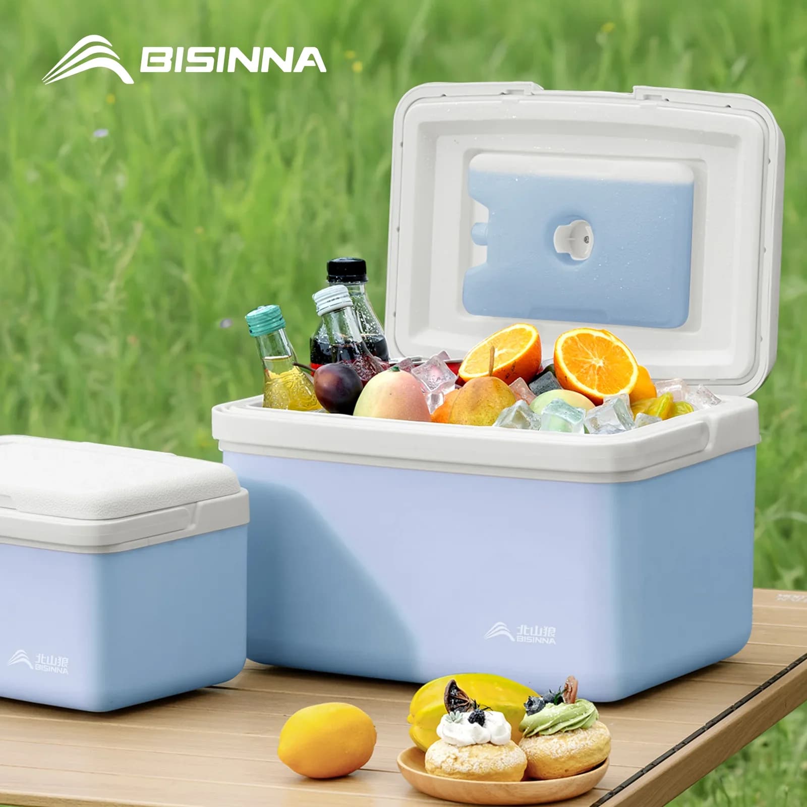 Kempingový chladiaci box BISINNA 6L/9L/15L, prenosný box na rybolov a piknik