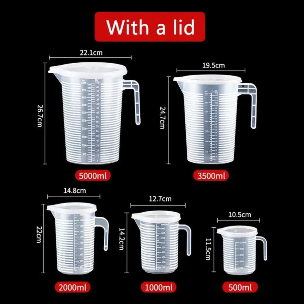 Kuchynská plastová odmerka so stupnicou, 100–5000 ml