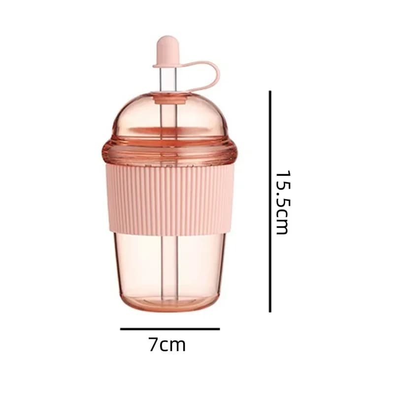 Plastový prenosný pohár so slamkou, 430 ml