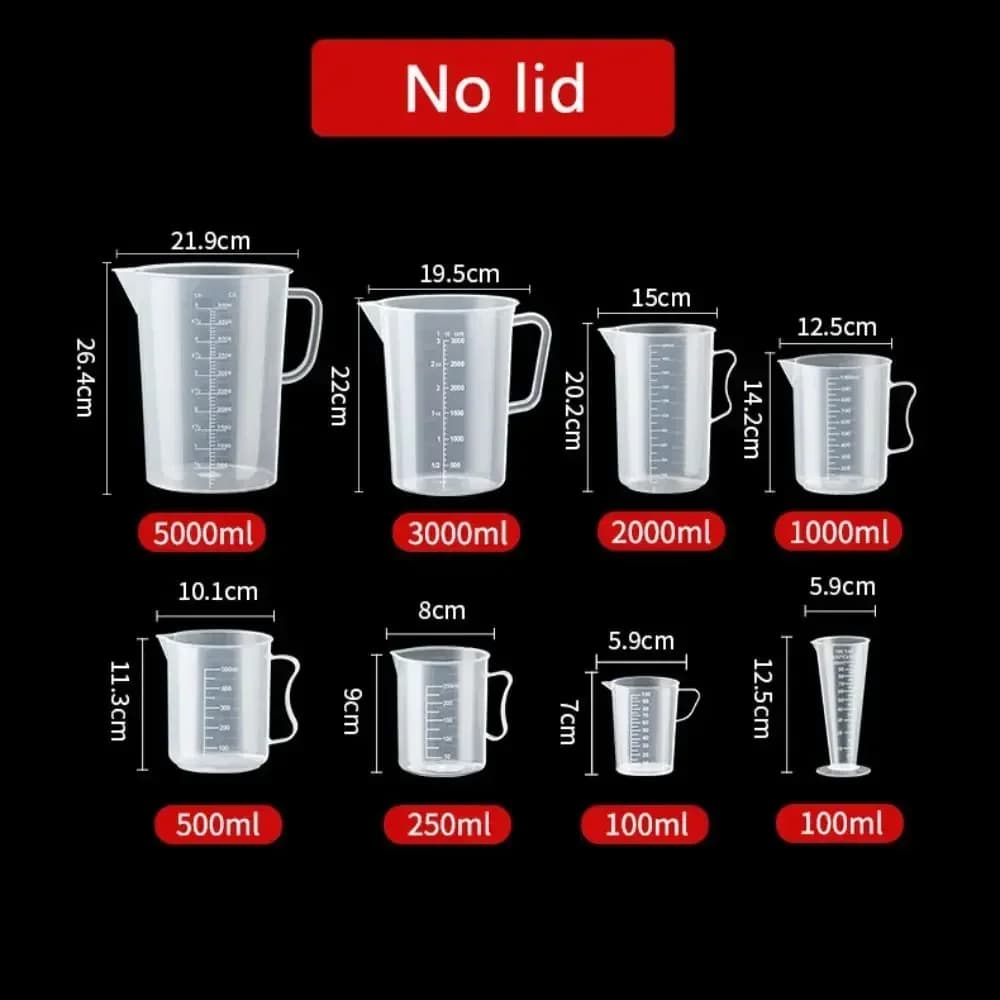 Kuchynská plastová odmerka so stupnicou, 100–5000 ml