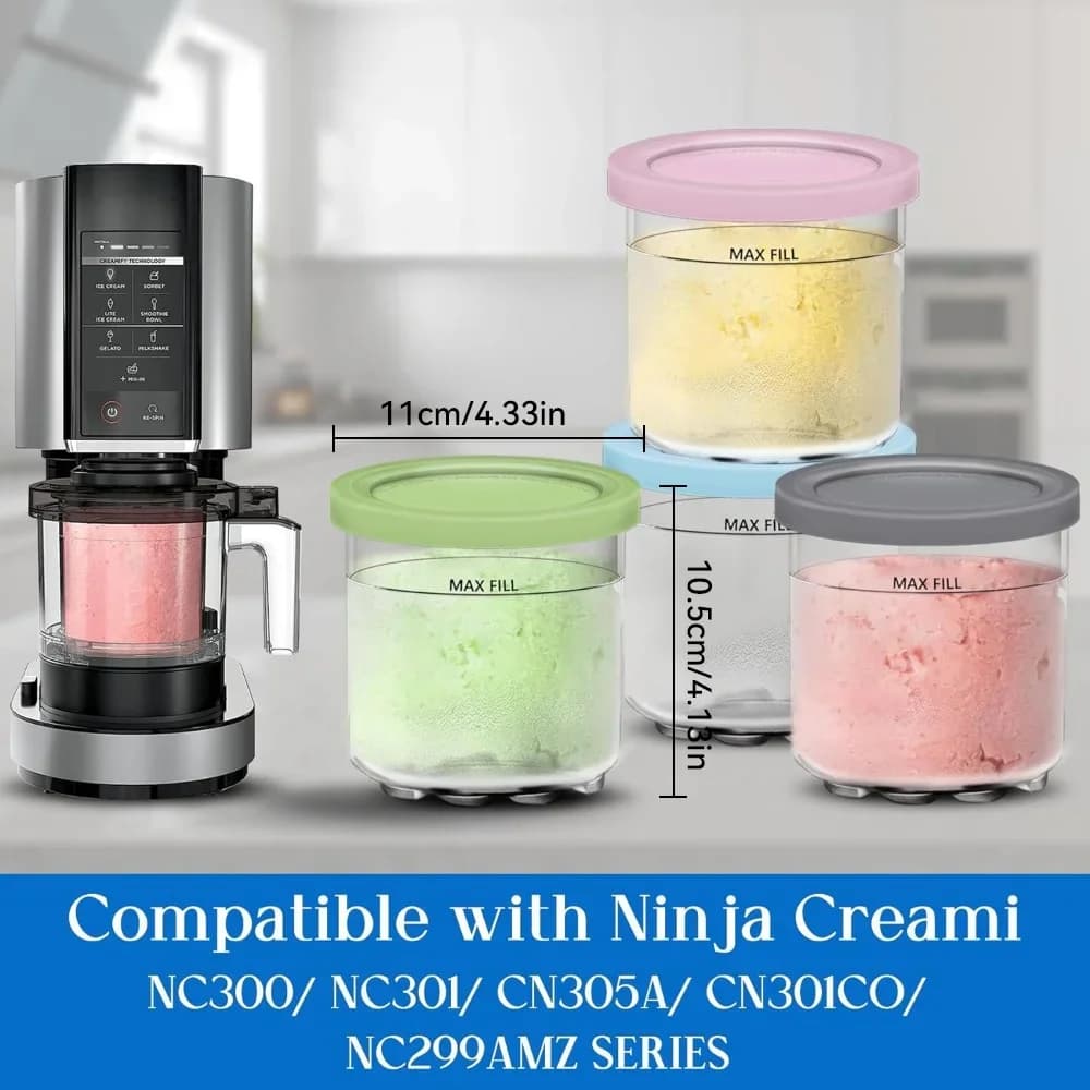 Nádoby a viečka pre Ninja Creami – 4 ks, dózy na zmrzlinu