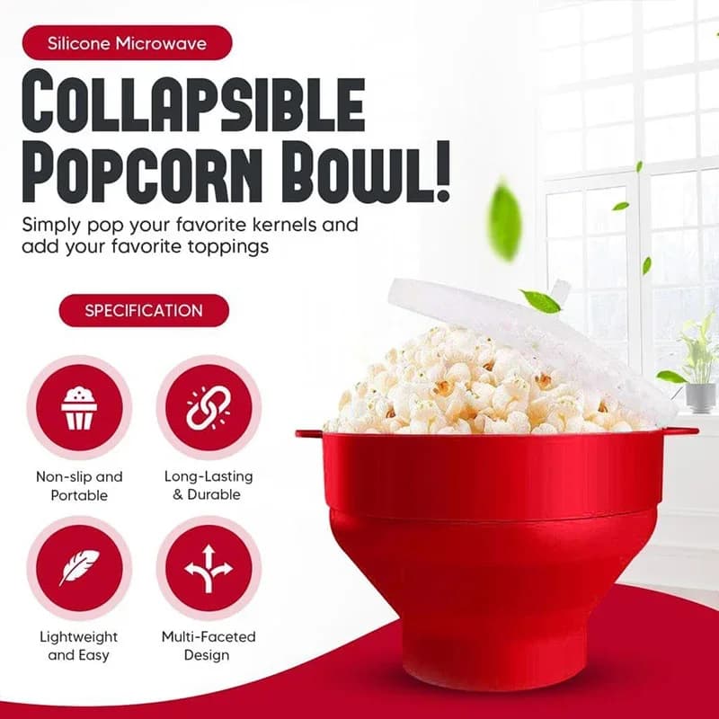 Silikónová skladacia miska na popcorn do mikrovlnky