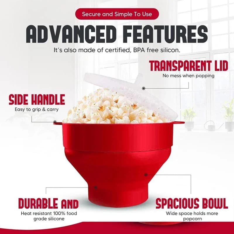 Silikónová skladacia miska na popcorn do mikrovlnky